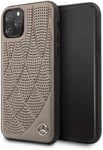 Mercedes Benz Licence Protection Matelassé Cuir Housse pour IPHONE 11 Pro Marron