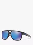 Oakley OO9382 Men's Crossrange Prizm Patch Square Sunglasses, Matte Black/Mirror Blue