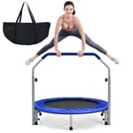 101cm Foldable Mini Trampoline Fitness Rebounder Home Cardio Trainer w/ Handle