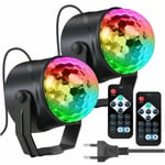 Yidomde - groofoo Lumière Disco, 2PCS 7 Couleurs rgb Boule Disco 360°Rotation avec Télécommande, Portable Plug et Play Lumière de Scène à Commande