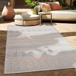 Paco Home Tapis Intérieur & Extérieur Balcon Terrasse Cuisine Motif Ethnique Boho Moderne, Dimension:300x400 cm, Couleur:Gris