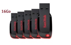 5 x SanDisk Cruzer Blade 16 Go Clé USB (paquet de cinq)