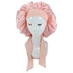 Silk Bonnet Naturligt lockigt hår Sova Satin Bonnet light pink