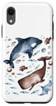 Coque pour iPhone XR Orca Whale Motif For Kids With Ocean Fish Pattern Cute Fishy