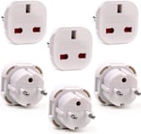 6 Pack UK to EU Travel Adapter type C, E, F Spain,France,Russia,Italy,German,Mor