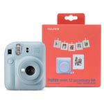 Fujifilm Instax Mini 12 Compact Instant Film Camera w/ Accessory Kit Pastel Blue