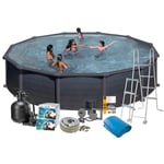 Swim & Fun Poolpaket Pool Basic 132 Rund Svart Grafit Ø550 cm, grafit 2735