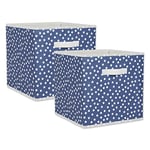 DII Lot de 2 paniers pliables en tissu non tissé Motif à pois Bleu et blanc 33 x 33 x 33 cm