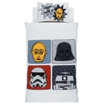 Star Wars Single Duvet Cover Set 100% Cotton R2-D2 Darth Vader 2-in-1 Design