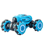 Lecez Children's Rechargeable Off-road Vehicle, Remote Control Car Four-wheel Drive Rolling Stunt Car Boy Double-sided Driving Toy, Green, Orange, Blue, 26×17×12cm (Color : Blue)