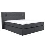 Vente-unique.com Ensemble complet boxspring tête de lit avec leds + sommiers + matelas + surmatelas - 160 x 200 cm - Simili - Anthracite - BILBAO de YSMÉE