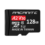 ARCANITE 128GB microSDXC Memory Card with Adapter - A2, UHS-I U3, V30, 4K, C10, Micro SD, Optimal read speeds up to 95 MB/s