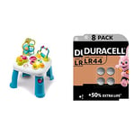 Smoby - Cotoons Table d'Activités - Fonctions Electroniques et Mécaniques - Trieur de Formes - Jouet pour Bébé dès 12 Mois - 110426 + Duracell LR44 Pile Bouton alcaline 1,5V, Lot de 8