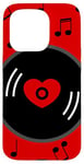 Coque pour iPhone 15 Pro notes de musique disque vinyle album coeur rouge valentines vintage