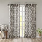 Madison Park Saratoga Rideau de fenêtre filtrant la lumière avec imprimé chantourné 1 Panneau de Rideaux à œillets pour Salon, Chambre à Coucher et dortoir, 127 x 213 cm, Gris