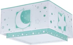 Dalber Plafonnier enfant Moonlight lune et étoiles Vert, Lustre chambre; Enfant, Lampe de Plafond enfant, 63236H, E27