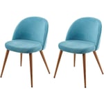 HHG - 2x chaise de salle à manger 097, fauteuil, style rétro années 50, en velours, bleu turquoise