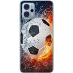 Motorola Moto G23 Genomskinligt Skal Fotboll Eld