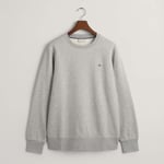 Gant Mens Embroidered Archive Shield Crewneck Sweatshirt in Grey material_cotton - Size Large