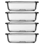 Freska 4pc 1.8 L Borosilicate Glass Non-Stick Oven Baking Dish Roasting Food Pie