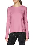 Nike W Nk Miler Top LS Long Sleeved T-Shirt - Magic Flamingo/(Reflective Silver), X-Large