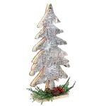 SHATCHI Sapin de Noël en Bois d'écorce de Bouleau sur Pied pour Dessus de Table, cheminées ou rebords de fenêtre Décoration de Noël en Bois 30 cm