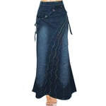 VBHJK Jupe pour Femme,Bleu Foncé Taille Haute Longue Courbe Jupe en Jean À Coudre Mode Élégante Printemps Été Jupe Rétro Extensible Polyvalente pour Les Femmes Filles Parti Bureau De La Mode Décon