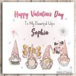 Personalised Valentines Day Card For Wife Girlfriend Gonk Gnomes Valentine's 