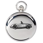 Classic car Healey 3000 Mk3 ref18 Pewter Effect Design on a Polished Silver case Men's Gift Quartz Pocket Watch fob