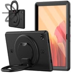 Étui de Protection pour Samsung Galaxy Tab A7 10,4" 2020, Rotation à 360°, Support de poignée Multifonction, résistant aux Chocs, avec bandoulière et Porte-Stylo, Noir