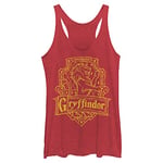 Warner Bros. Women's Harry Potter and The Sorcerer's Stone Gryffindor Crest Fast Fashion Racerback Tank Top Shirt, Red Heather, Large