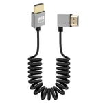 RIIEYOCA 4K Short HDMI to HDMI Coiled Cable, 90 Degree Left Angle 18Gbps High Speed HDMI2.0 Support 4K@60Hz, Compatible with Camcorders, Monitors (Left)