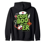 Code Boo In The Er Crew Funny Ghost Halloween Boo-jee Nurse Zip Hoodie