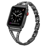 SKALO Kapea metallinen rannekoru Bling Apple Watch Series 4-6 40mm - Musta