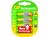 GP Batteries AA, Laddningsbart batteri, AA, Nickel-metallhydrid (NiMH), 1,2 V, 4 styck, 1300 mAh