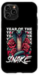 Coque pour iPhone 11 Pro Célébrez le Nouvel An chinois du serpent 2025 Cobra & Roses