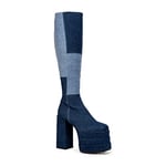 LAMODA Talk of The Town, Knee High Boot Femme, Denim, 37 EU