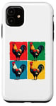 iPhone 11 Colorful Funny Chicken Art, Crazy Chicken Rooster Family Case