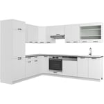 Vicco - Cuisine en angle Fame-Line, Blanc campagne/blanc, 227 x 60 cm sans plan de travail