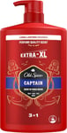 Old Spice Captain Shower Gel Men 1000ml, 3-in-1 Mens Shampoo Body-Hair-Face PACK