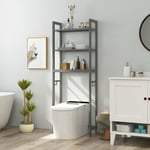 Meuble wc Étagère au-Dessus des Toilettes, Meuble de Salle de Bains en Métal avec Dispositif Anti-Basculement, Gris - Goplus