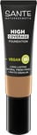 SANTE Naturkosmetik High Coverage Natural Foundation 05 Warm Beige Fond de teint végétalien avec peptides bio, avec un fort pouvoir couvrant et une finition naturelle, formule nourrissante et durable,