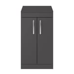 Nuie Athena Gloss Grey 500mm Floorstanding 2-Door Vanity Unit & Worktop Bathroom