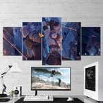 TOPRUN Canvas The Witcher 3 Wild Hunt 5 pieces Modern wall art for living room Prints Image Framed Artwork Painting Picture Photos Home decoration