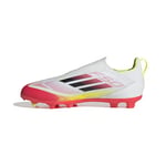 adidas F50 League Laceless Football Boots FG/MG Kids Chaussures, Cloud White/Core Black/Solar Yellow, 28 EU