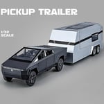 1:32 Teslas Cybertruck Trailer Bil Mpv Van Legering Diecasts Leksakfordon Metall Leksaksbilmodell Ljud Och Ljus Samling Barnleksak (Grå)