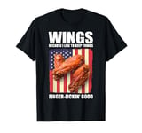 Wings Finger Lickin' Good USA American Flag Patriotic T-Shirt