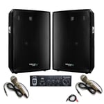 Pack Karaoké Ampli Stéréo Bluetooth USB SD LTC MFA1200USB-BT-BL 2x50W - 2 Enceintes Sono Ibiza 2x300W - 2 Micros - Câbles