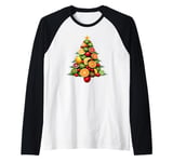 Tropical Fruit Christmas Tree Raglan Baseball Tee