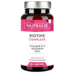 Biotine Pousse Cheveux 10.000µg - Très Rapide - GAGNANT 2022 Zinc + Selenium Vit D E - Ongles Peau - Femme Homme - Complément Alimentaire de Vitamine B8-120 Gélules Nutralie